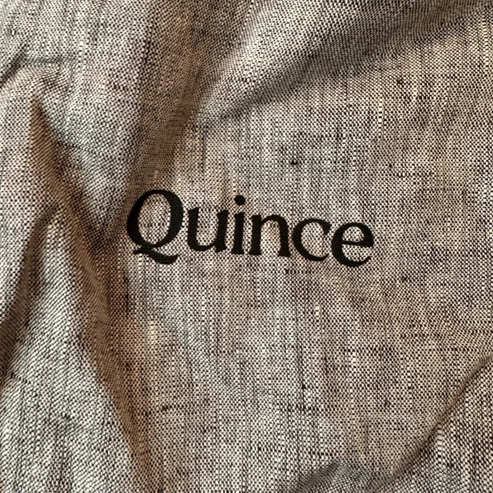 Quince Linen Bedding Storage Bag Full/Queen Drawstring Heather Gray Modern